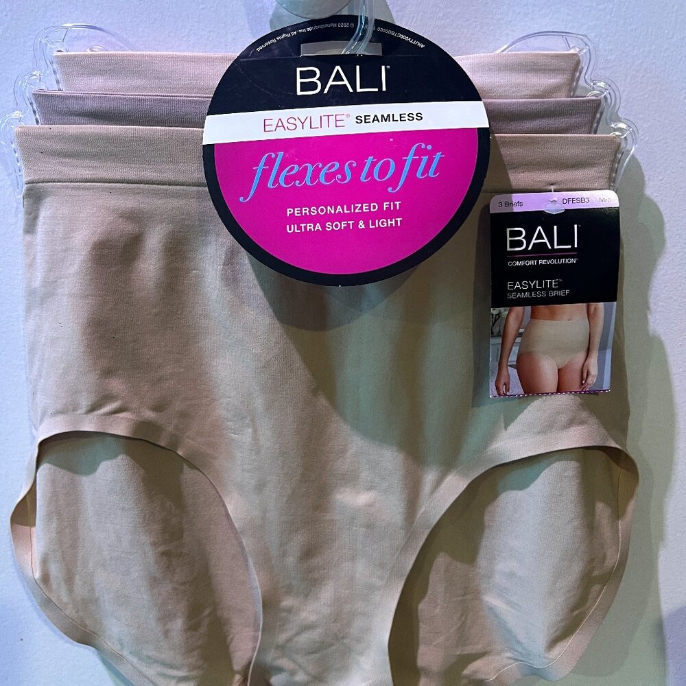 BALI Comfort Revolution Easylite Seamless Brief Set of 3: Neutrals, Size M/6